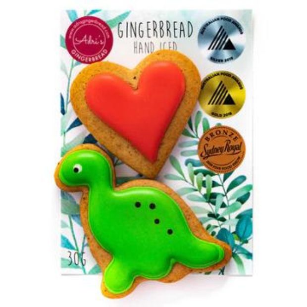 Adri's Gingerbread Gluten Free Dinosaur & Heart 30g