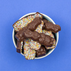 Happy Tummies Easter Bunnies Mylk Choc Sprinkles 100g - Happy Tummies Pty Ltd