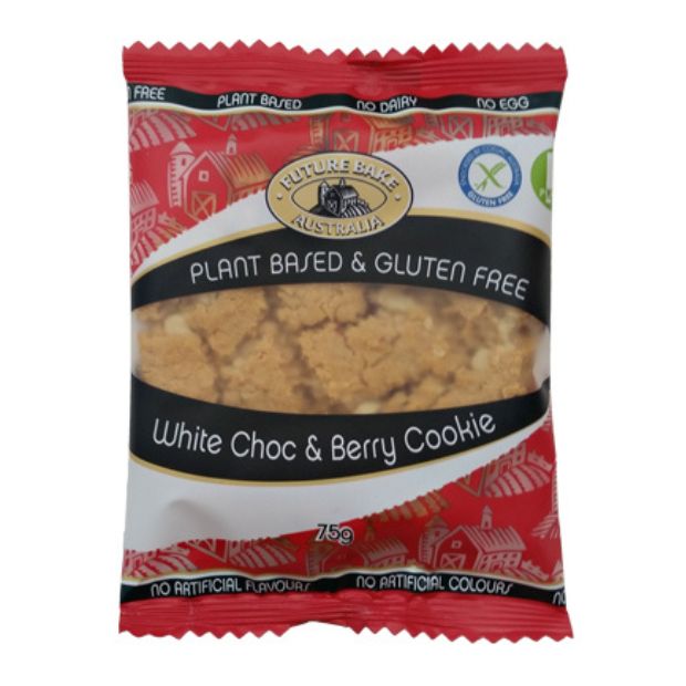Future Bake Australia Gluten Free Cookie White Choc & Berry 75g **BEST BEFORE DATE - 05/06/24**