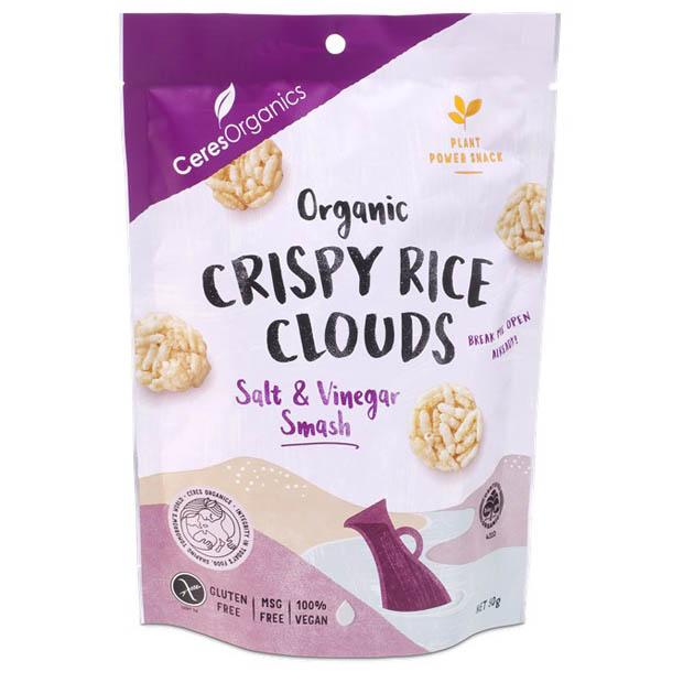 Ceres Organics Crispy Rice Clouds Salt & Vinegar 50g - Happy Tummies
