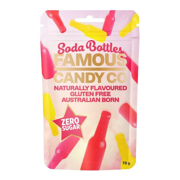 Famous Candy Co Lollies Soda Bottles 70g