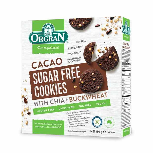 Orgran Sugar Free Cacao Cookies 130g - Happy Tummies