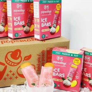 Pops Malaya Freeze-at-Home Sorbet Bars - Lychee & Peach 6 x 45ml