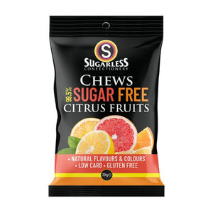 Sugarless Confectionery Citrus Fruits Chews - 70g. Buy online at Happy Tummies AU.