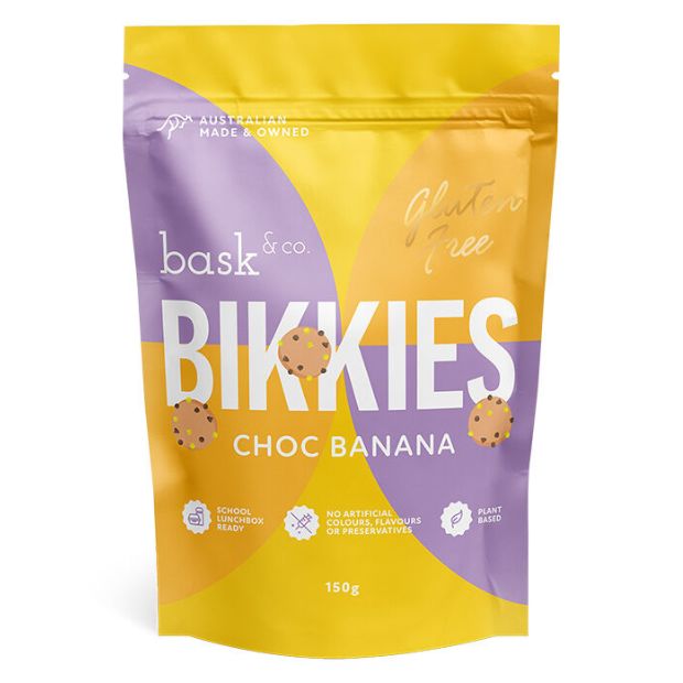 Bask & Co Gluten Free Bikkies - Choc Banana 150g