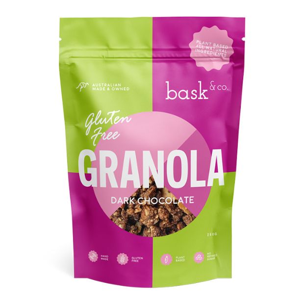 Bask & Co Gluten Free Granola Clusters Dark Chocolate 250g