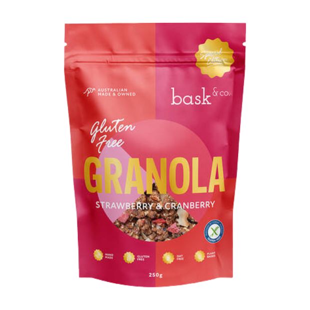 Bask & Co Gluten Free Granola Clusters - Strawberry & Cranberry 250g