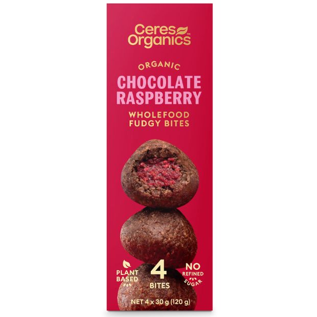 Ceres Organics Fudgy Bites Chocolate Raspberry x4 120g