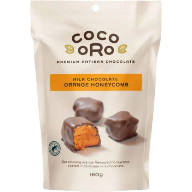 Coco Oro Honeycomb Milk Chocolate & Orange 160g