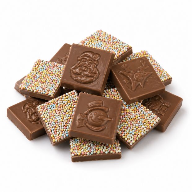 Happy Tummies Christmas Squares Mylk Choc Sprinkles 100g