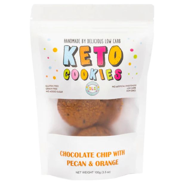 Delicious Low Carb Keto Cookies Chocolate Chip With Pecan & Orange 100g