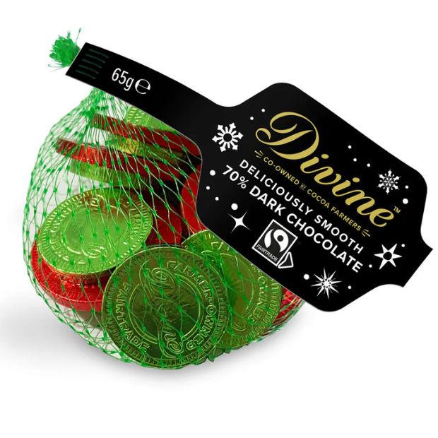Divine Fairtrade Smooth 70% Dark Chocolate Coins 65g