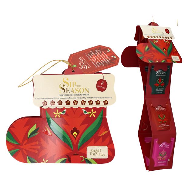 English Tea Shop Santa's Brew Stocking Red