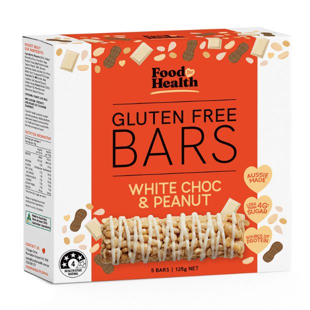 Food for Health Gluten Free Bar White Choc & Peanut 125g