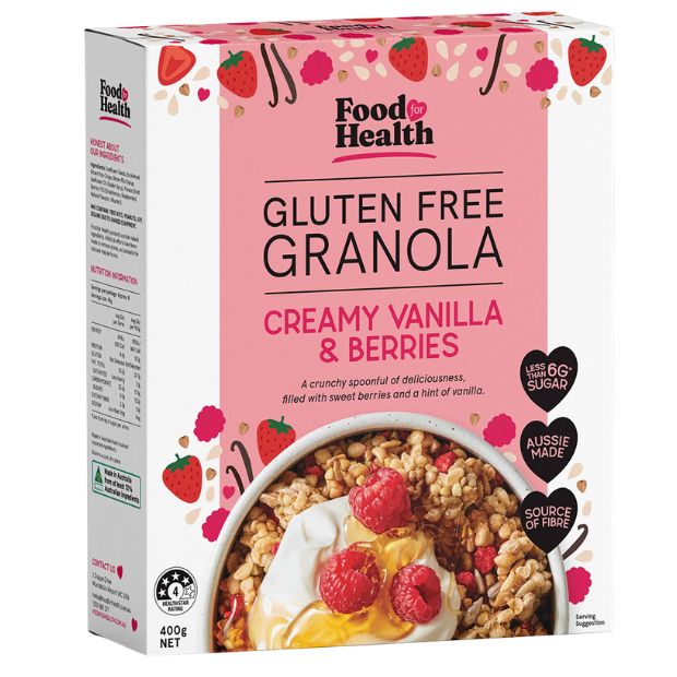 Food for Health Gluten Free Granola Creamy Vanilla & Berries 400g