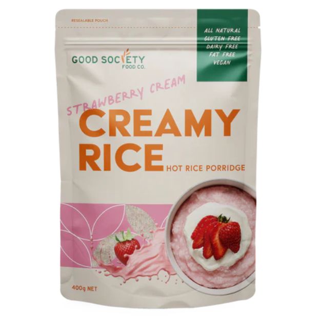 The Good Society Food Co Hot Rice Porridge Strawberry Creamy Rice 400g