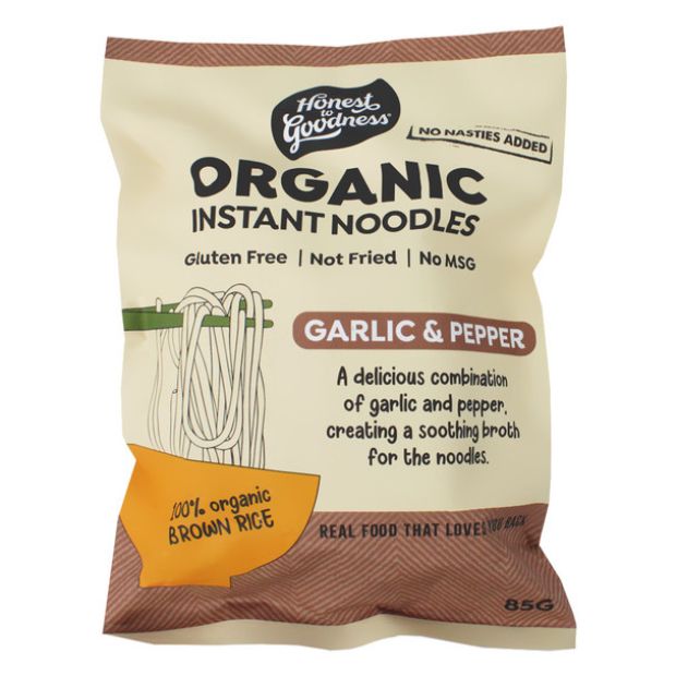 Honest to Goodness Organic Instant Noodles Garlic & Pepper 85g