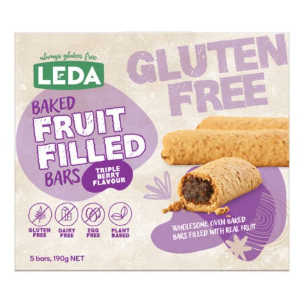 Leda Triple Berry Baked Fruit Filled Bars x 5 Bars 190g