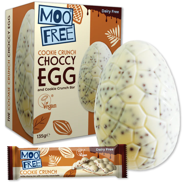 Moo Free White Choccy Egg & Cookie Crunch Bar 135g