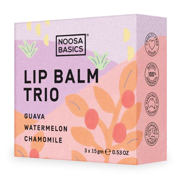 Noosa Basics Lip Balm Trio - Guava/ Watermelon / Chamomile
