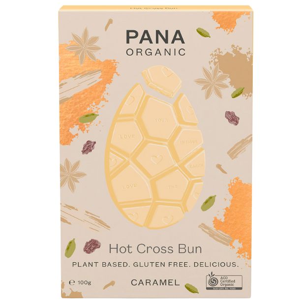 Pana Organic Easter Egg Bar Caramel Hot Cross Bun 100g