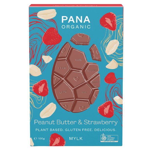 Pana Organic Easter Egg Bar Peanut Butter & Strawberry 100g