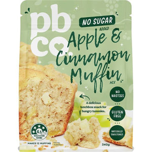 PBCO Apple Cinnamon Muffin Mix No Sugar Added 340g