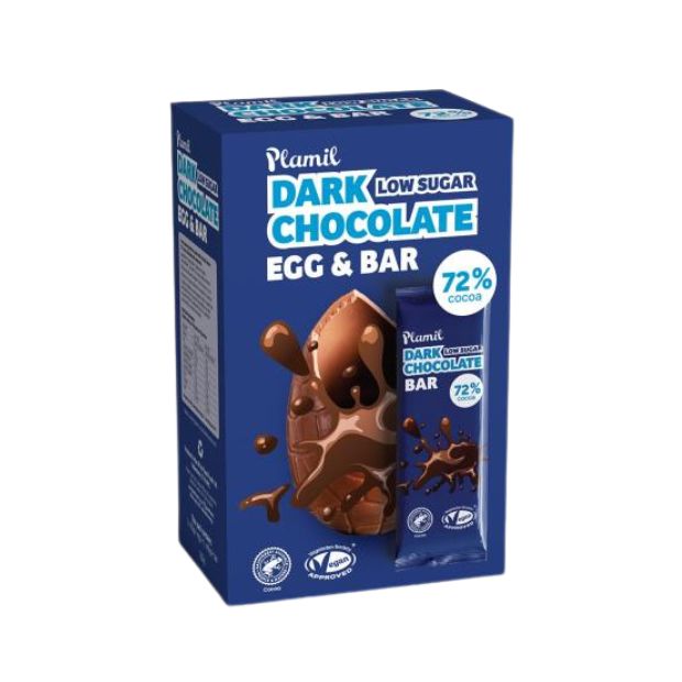 Plamil Dark Chocolate Low Sugar Egg & Bar 125g