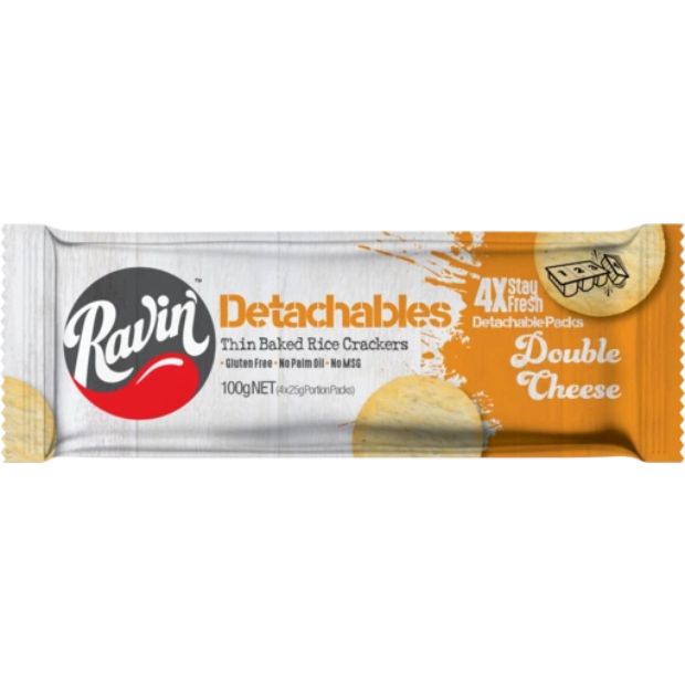 Ravin Detachables Rice Crackers White Double Cheese 100g