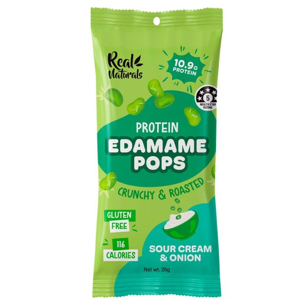 Real Naturals Protein Edamame Pops Sour Cream & Onion 26g