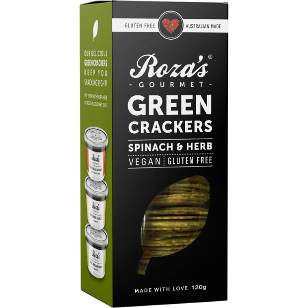 Roza's Gourment Green Crackers Spinach & Herb 120g