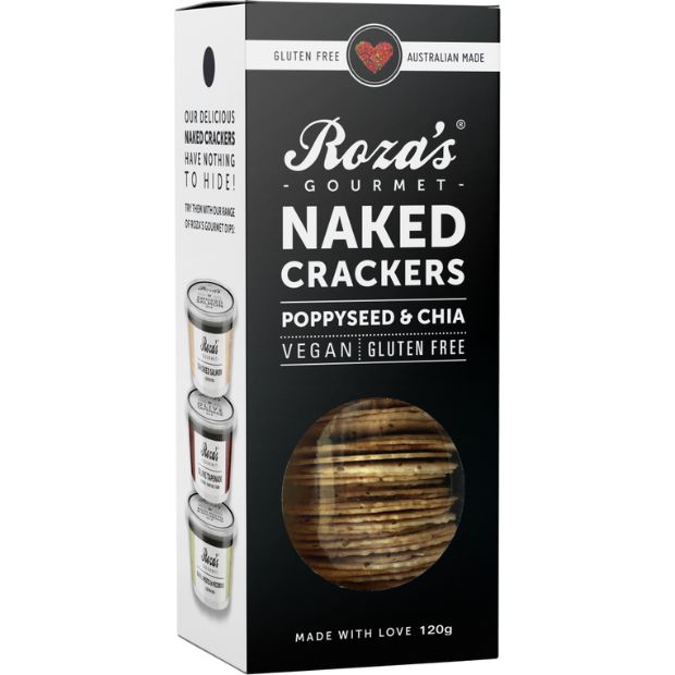 Roza's Gourment Naked Crackers Poppyseed & Chia 120g