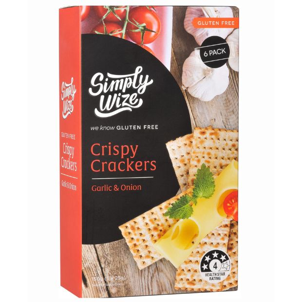 Simply Wize Crispy Crackers Garlic & Onion 150g **BEST BEFORE DATE - 27/11/24**