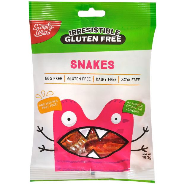 Simply Wize Irresistible Gluten Free Snakes 150g