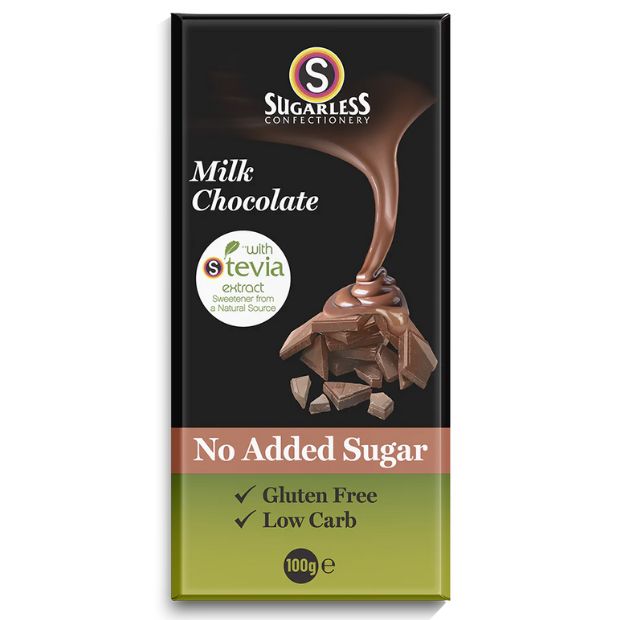 Sugarless Confectionery Chocolate Bar Milk 100g