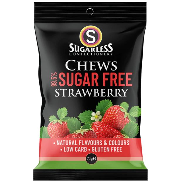 Sugarless Confectionery Chews Strawberry 70g