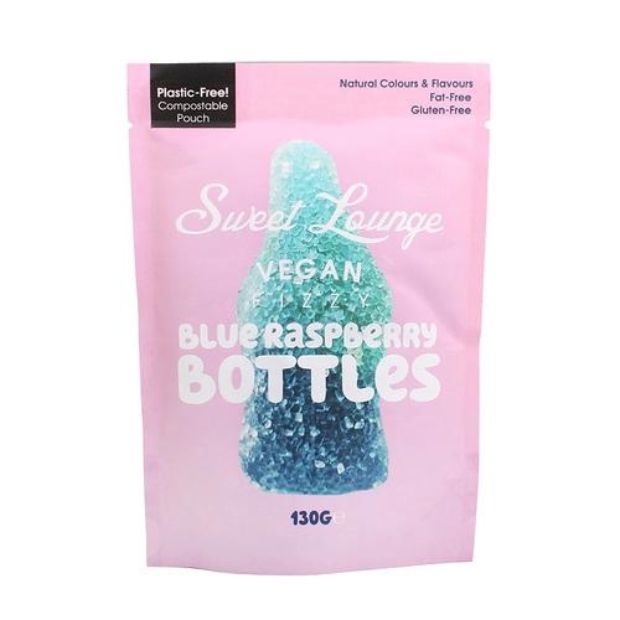 Sweet Lounge Vegan Fizzy Blue Raspberry Bottles 130g