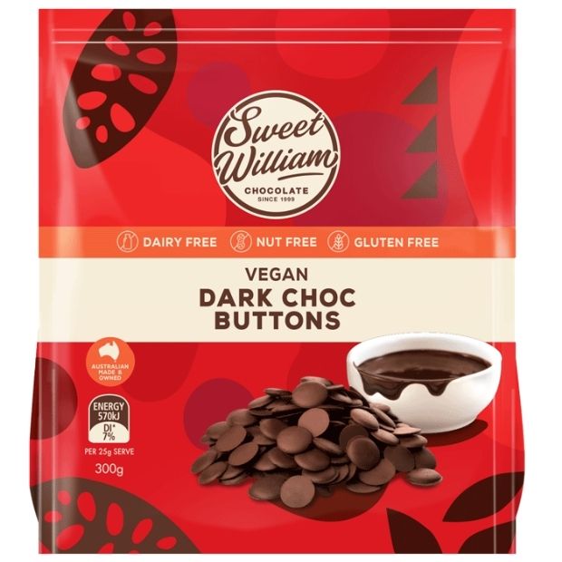 Sweet William Vegan Buttons Dark Chocolate 300g