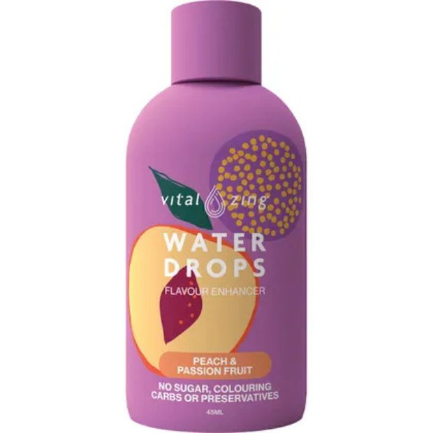 Vital Zing Water Drops Peach & Passionfruit 45ml