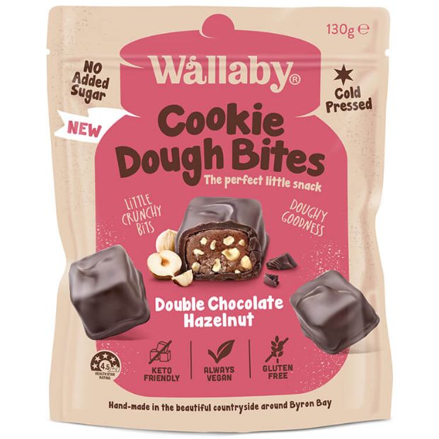 Wallaby Cookie Dough Bites Double Chocolate Hazelnut 130g