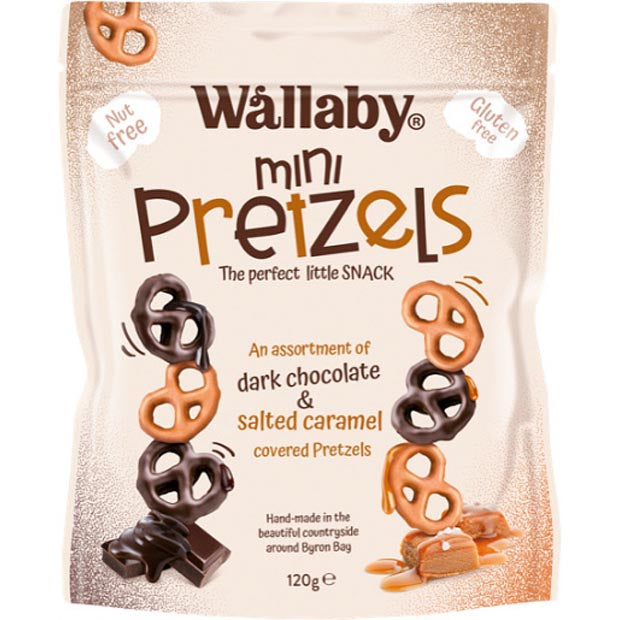 Wallaby Mini Pretzels Dark Chocolate & Salted Caramel 120g