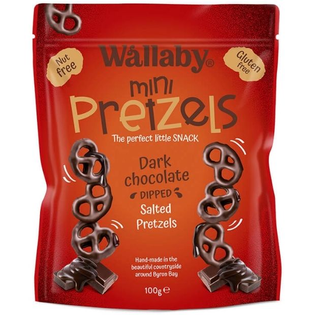 Wallaby Mini Pretzels Dark Chocolate 100g