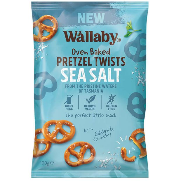 Wallaby Oven Baked Pretzel Twists Sea Salt 100g