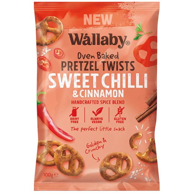 Wallaby Oven Baked Pretzel Twists Sweet Chilli & Cinnamon 100g