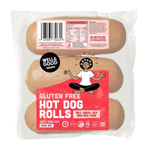 Well & Good 3 Hot Dog Rolls 300g