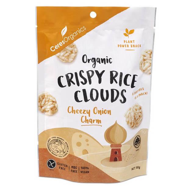 Ceres Organics Crispy Rice Clouds Cheezy Onion 50g - Happy Tummies