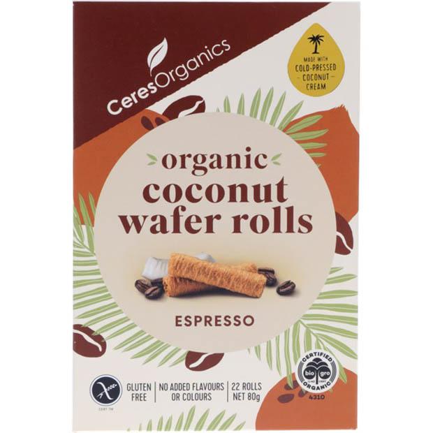 Ceres Organics Coconut Wafer Rolls Espresso 80g