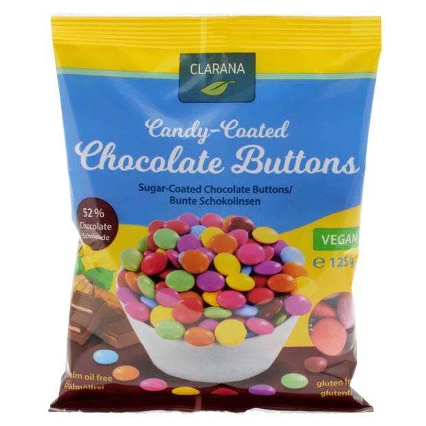 Clarana Vegan Candy Coated Chocolate Buttons 125g - Happy Tummies