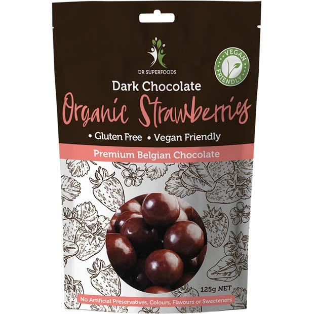 Dr Superfoods Dark Chocolate Organic Strawberries 125g - Happy Tummies