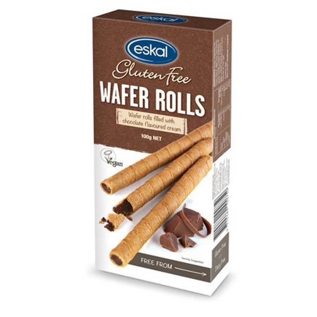 Eskal Gluten Free Wafer Rolls Chocolate Cream 100g - Happy Tummies